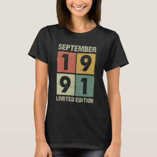 31歳の誕生日おめでとう 1991年9月生まれのビンテージギフト Tシャツ
