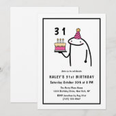 31歳の誕生日をブラック&ホワイトでおもしろく Funny Meme Simple 招待状 (正面/裏面)