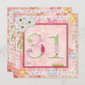 31歳の誕生日パーティースクラップブック作りスタイル 招待状 (正面/裏面)