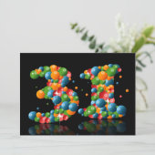 31歳の誕生日パーティー　シャボン玉と風船 招待状 (スタンド正面)