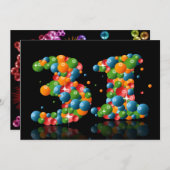 31歳の誕生日パーティー　シャボン玉と風船 招待状 (正面/裏面)