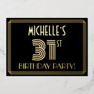 31歳の誕生日パーティ – アールデコスタイル"31" +名前 箔招待状