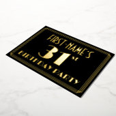 31歳の誕生日パーティ:アールデコ・ルック「31」、名前付き 箔招待状 (回転した状態)