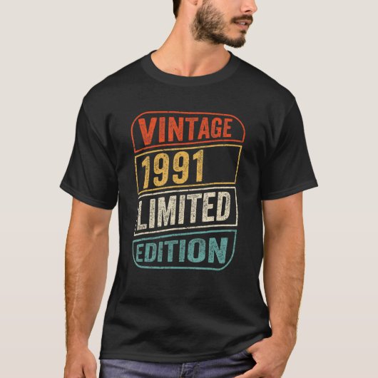 31歳ヴィンテージ1991年31誕生日 Tシャツ (正面)