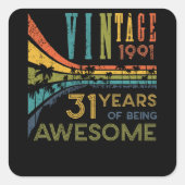 31歳誕生日ヴィンテージ1991 31誕生日 スクエアシール (正面)