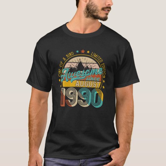 31歳 レトロ 1990年8月 ヴィンテージ 31歳の誕生日 Tシャツ (正面)