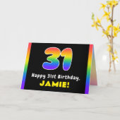 31番目の誕生日カラフル: Rainbow # 31,名前をカスタムする カード (黄色い花)