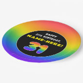 31番目の誕生日カラフル: Rainbow # 31,名前をカスタムする ペーパープレート (アングル)