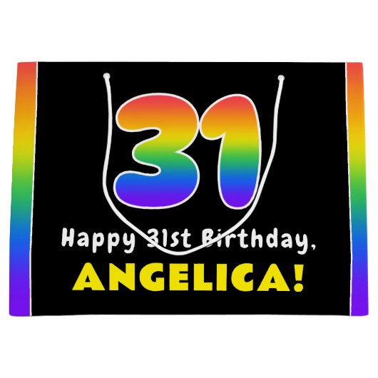 31番目の誕生日カラフル: Rainbow # 31,名前をカスタムする ラージペーパーバッグ
