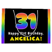 31番目の誕生日カラフル: Rainbow # 31,名前をカスタムする ラージペーパーバッグ (裏面)