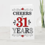 31番目の誕生日応援の赤い白い黒のパターン カード (正面)