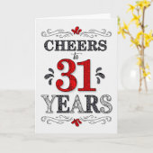 31番目の誕生日応援の赤い白い黒のパターン カード (黄色い花)