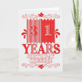 31番目の誕生日赤と白水玉模様とストライプ カード (正面)