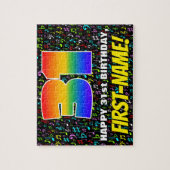 31番目の誕生日:おもしろい、カラフル音楽シンボル、「31」 ジグソーパズル (縦)