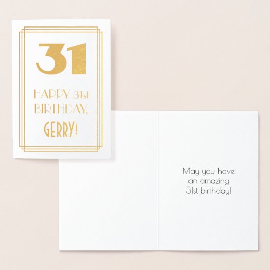 31番目の誕生日:インスパイアアールデコの検索「31」と名前 箔カード (ディスプレー)