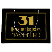 31番目の誕生日:インスパイアアールデコの「31」の外観と名前 ラージペーパーバッグ (正面)