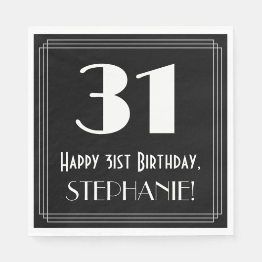 31番目の誕生日~インスパイアアールデコルック"31",名前 スタンダードランチョンナプキン (正面)