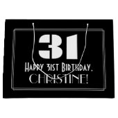 31番目の誕生日~インスパイアアールデコルック"31" +名前 ラージペーパーバッグ (正面)