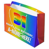 31番目の誕生日: カラフル、おもしろいレインボーパターン# 31 ラージペーパーバッグ (裏面アングル)
