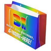 31番目の誕生日: カラフル、おもしろいレインボーパターン# 31 ラージペーパーバッグ (正面アングル)