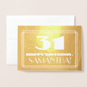 31番目の誕生日:名前+アールデコインスパイア「31」を見る 箔カード (封筒付き正面)