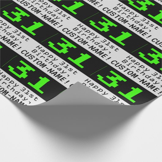 31番目の誕生日- Nerdy/オタク系のスタイル「31」と名前 ラッピングペーパー (角)