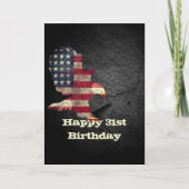 31誕生日の国旗とハゲのワシ カード (正面)