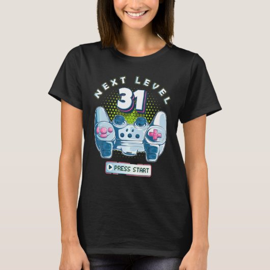 31誕生日ゲーマー次レベル31ゲーミングコントローラー Tシャツ (正面)