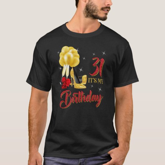 31誕生日シャツ31歳レッドローズ Tシャツ (正面)