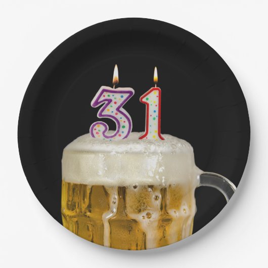31誕生日ビールオンブラック ペーパープレート (正面)