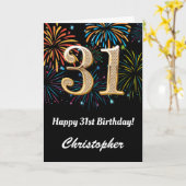 31誕生日レインボー花火ブラック&金ゴールド カード (黄色い花)
