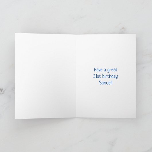 31誕生日:おもしろいグラフィティインスパイアレインボー31 カード (内部)