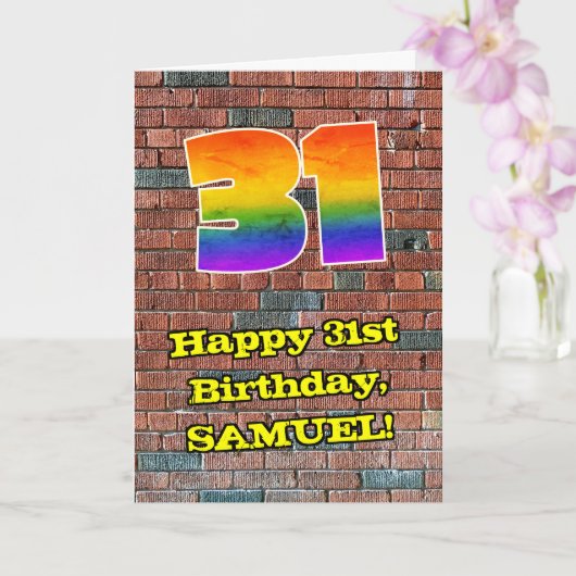 31誕生日:おもしろいグラフィティインスパイアレインボー31 カード (蘭)