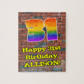 31誕生日:おもしろいグラフィティインスパイアレインボー31 ジグソーパズル (縦)