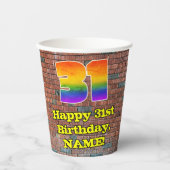 31誕生日:おもしろいグラフィティインスパイアレインボー31 紙コップ (正面)