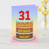 31誕生日—おもしろいケーキ&キャンドル、名前をカスタムする付き カード (黄色い花)