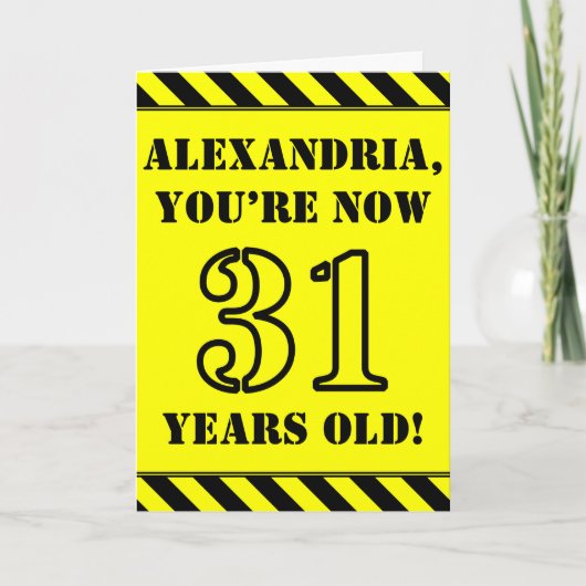 31誕生日:おもしろいステンシルスタイル文字、名前をカスタムする カード (正面)