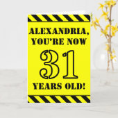 31誕生日:おもしろいステンシルスタイル文字、名前をカスタムする カード (黄色い花)