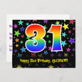 31誕生日:おもしろい星パターン,虹31,名前 ポストカード (正面/裏面)