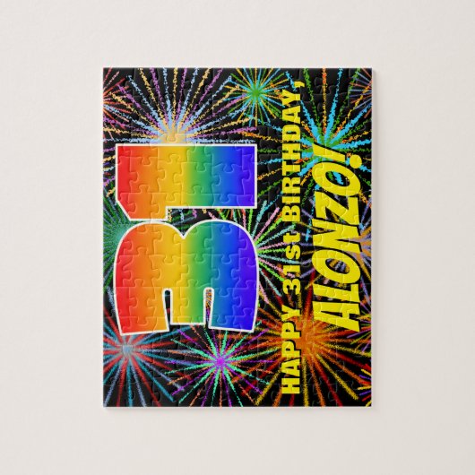 31誕生日:おもしろい、お祝カラフルい花火 ジグソーパズル (縦)