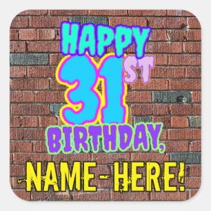 31誕生日-おもしろい、アーバングラフィティインスパイアルック スクエアシール