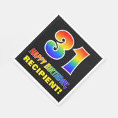 31誕生日:はっきりした,おもしろい,シンプル虹, 31 スタンダードランチョンナプキン (角)