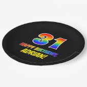 31誕生日:はっきりした,おもしろい,シンプル虹, 31 ペーパープレート (アングル)