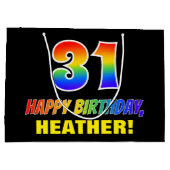 31誕生日:はっきりした,おもしろい,シンプル虹, 31 ラージペーパーバッグ (裏面)