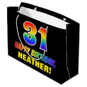 31誕生日:はっきりした,おもしろい,シンプル虹, 31 ラージペーパーバッグ (裏面アングル)