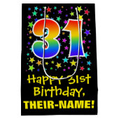 31誕生日:カラフルスターズパターン&レインボー31 ミディアムペーパーバッグ (裏面)