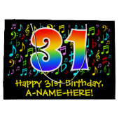 31誕生日-カラフル音楽シンボル， Rainbow 31 ラージペーパーバッグ (裏面)