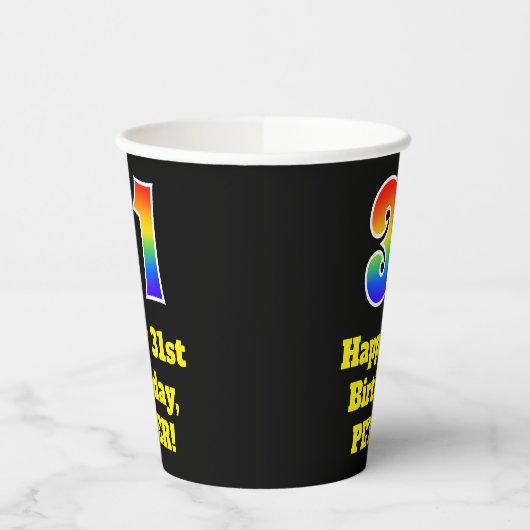 31誕生日:カラフル、おもしろい、エキサイティング、虹31 紙コップ (左)