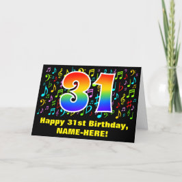31誕生日:カラフルMusic Symbols & Rainbow 31 カード