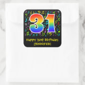 31誕生日:カラフルMusic Symbols, Rainbow 31 スクエアシール (バッグ)